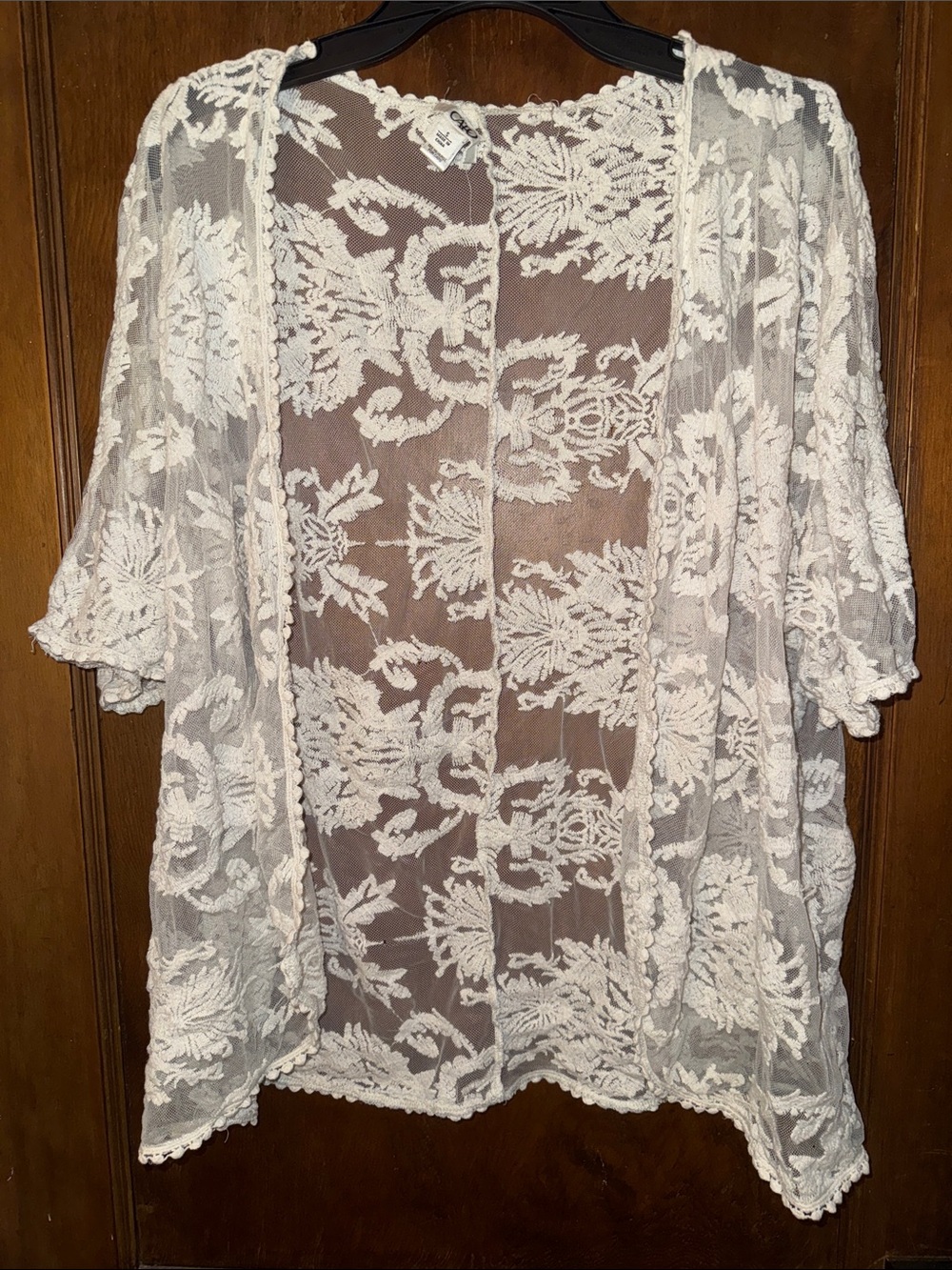 Cato Sheer Lace Kimono Cardigan - White